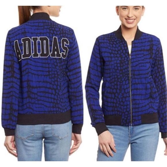 Adidas Snakeskin Rita Bomber Track Jacket Blue - Picture 1 of 6